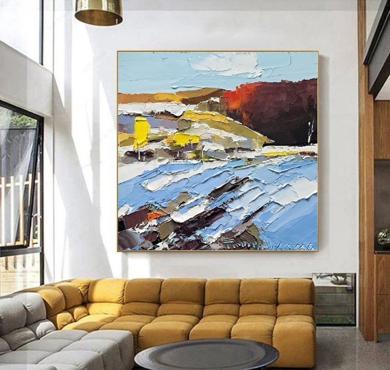 Original Large Oil Painting on Canvas Winter Landscape Art Winter Forest Artwork gallery