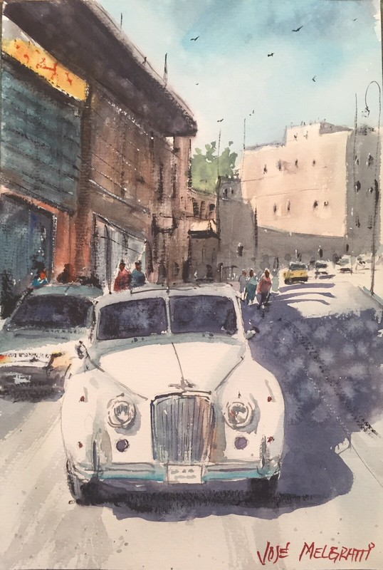 Original Watercolor Painting Classic Car 8″ x 12″ NOT A PRINT