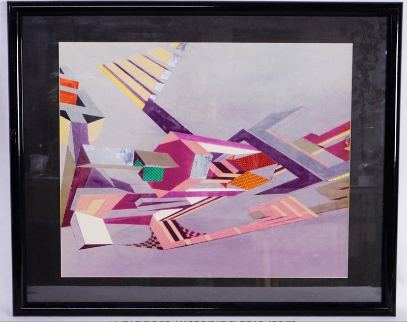 Large Abstract Floating Geometric Postmodern 32” X 26” Kandinsky Like
