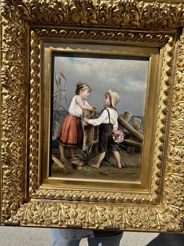 Original Oil Painting On Canvas By Geza Peske (Hungarian 1859-1934) Sensitive