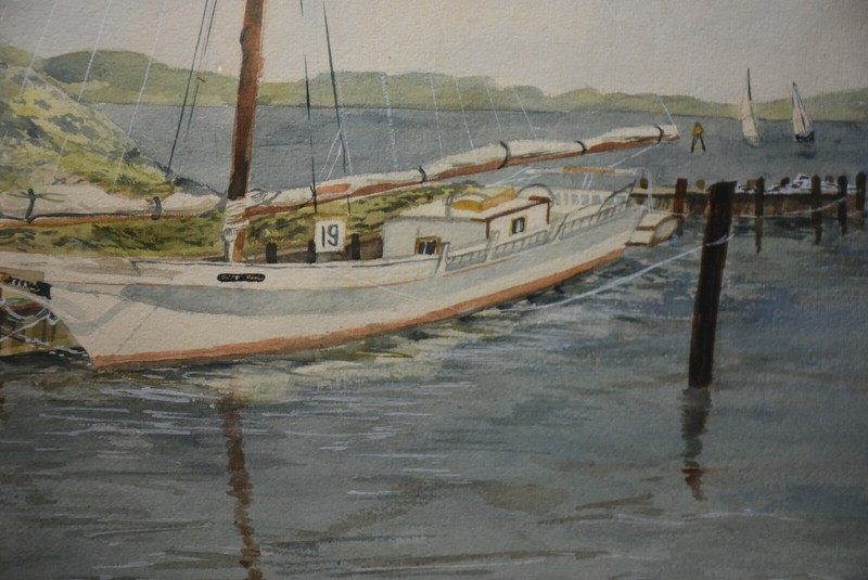 Chesapeake Bay Workboat Skipjack Rosie Parks Watercolor By Joan Biroscak Framed gallery