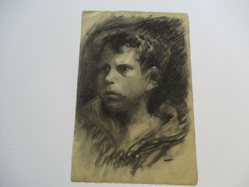 CONRAD BUFF ESTATE DRAWING ACADEMIC PORTRAIT CHILD KID BOY MAN ANTIQUE LISTED gallery