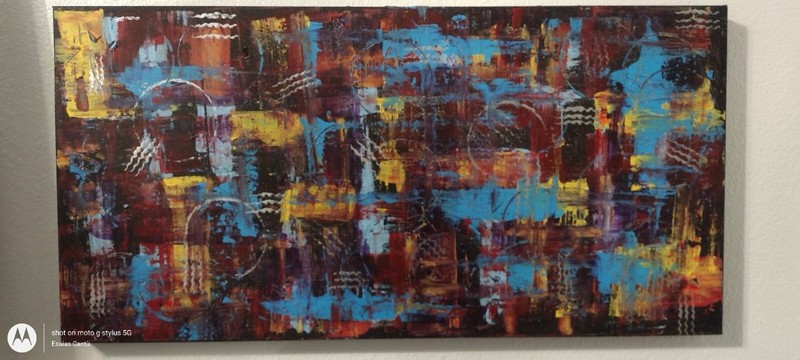 ABSTRACT MODERN ART by Esaias Cantu HANDMADE UNIQUE PAINTING. 15×30 inch canvas 