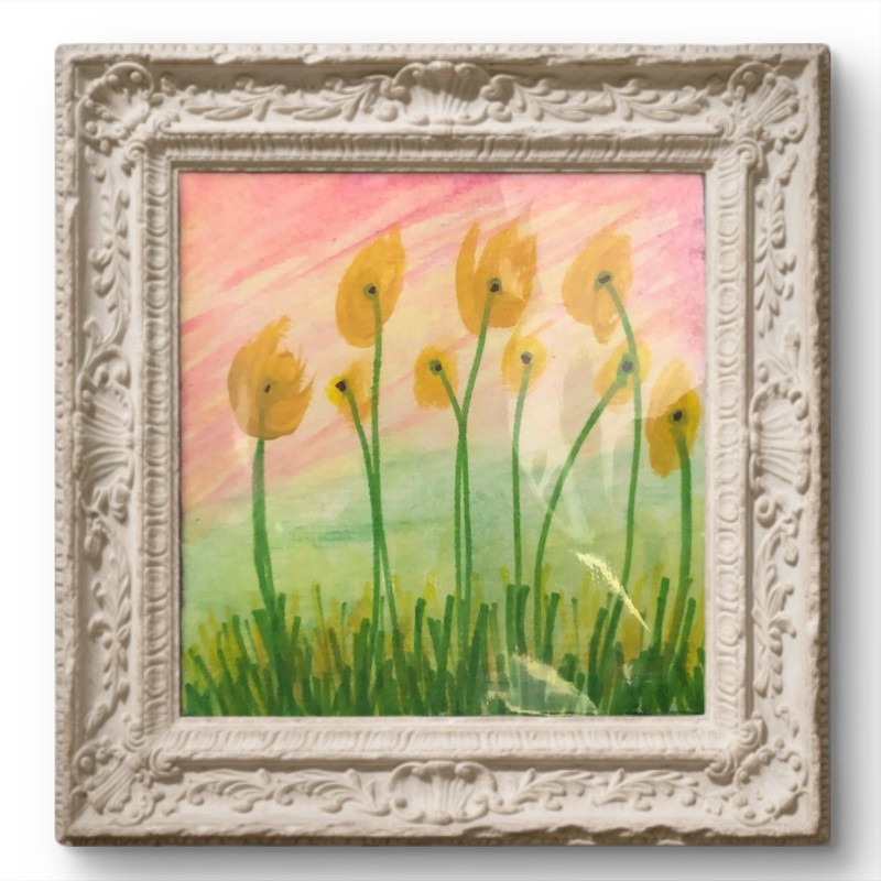 BLESSED#055 2×2 Original Art Modern Minimal Floral Emotion Poet Abstract Nature