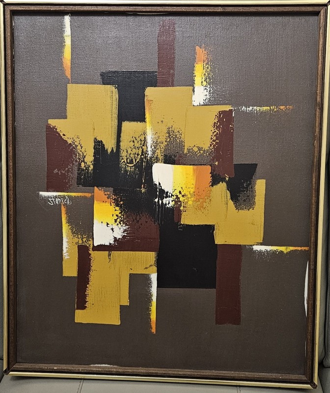 Edgar Stareck American Artist 1917-1987 Modern Art Media Oil On Board