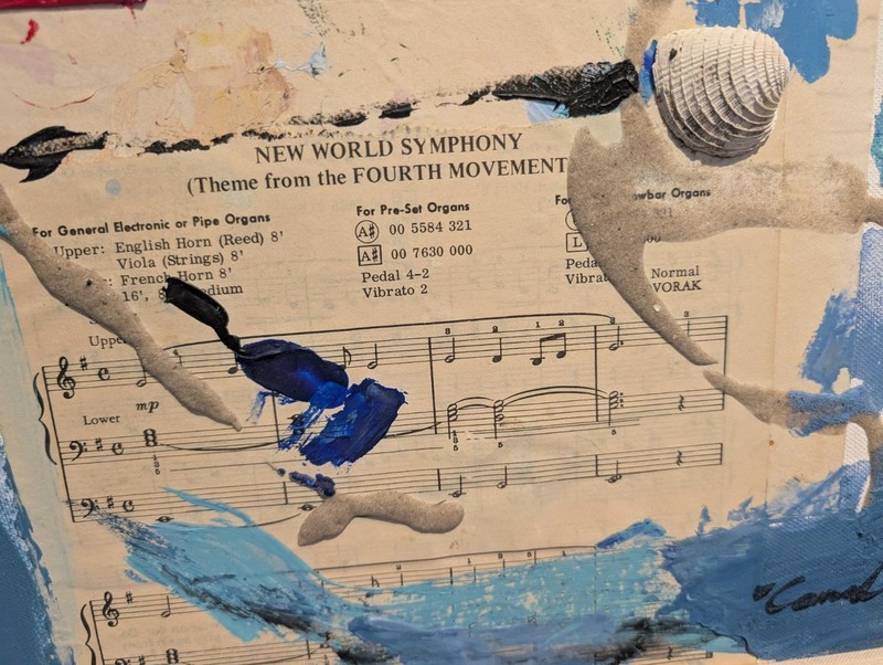 Robert Cauvel- Listed Artist- Abstract Collage- Acrylic on Canvas- Estate Sale gallery