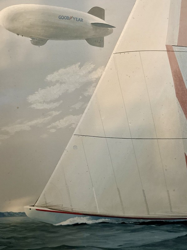 Melbourne Brindle Regatta Goodyear Blimp Framed Signed Oil Painting gallery