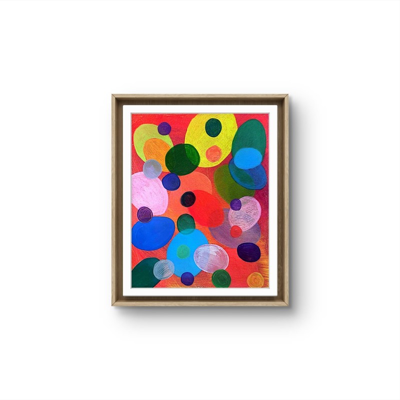 Mid Century Modern Abstract Acrylic Painting Colorful Art Original 11x14 gallery