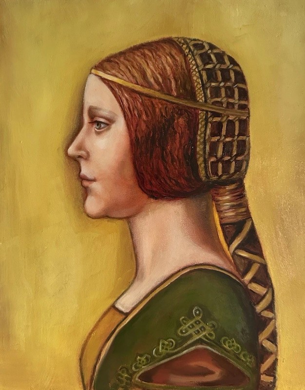 original oil painting Bella Principessa 24x30cm medieval princess Portrait Gift