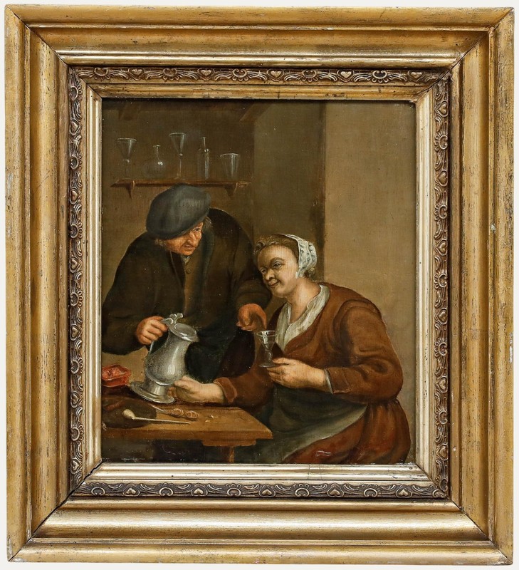 Dutch School 19th Century Oil – Couple at the Table