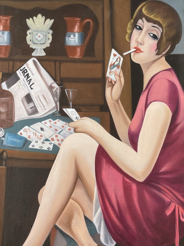 Gerda Wegener Oil On Canvas (Handmade) signed and stamped gallery