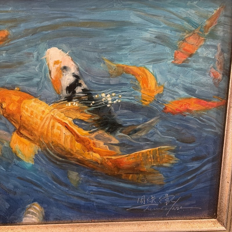 Jei-Wei Zhou "Pond in Summer" ~ Koi Fish ~original oil on board gallery