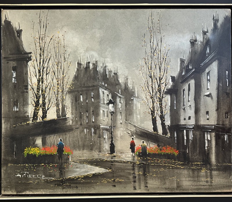 Gaston Pierre Original Oil Painting Paris Street Scene Signed Vintage