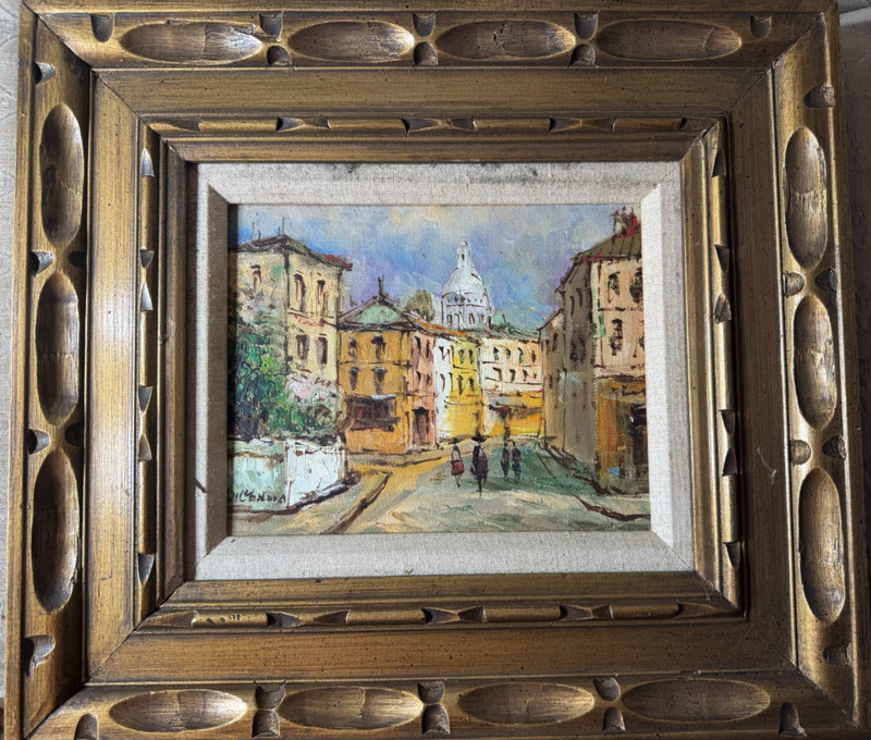 Impressionist «European Street Scene With Figures» Oil Painting – Signed/Framed