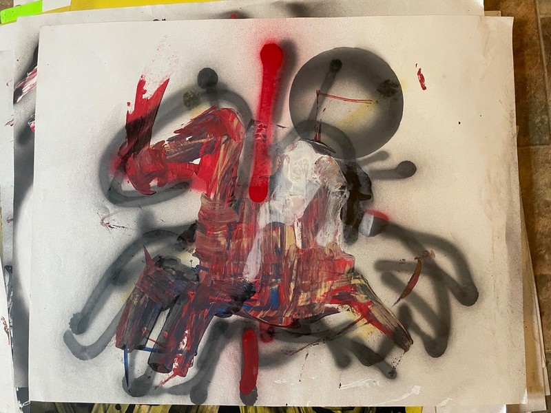 Painting art new Ody West “Carousel ”graffiti acrylic spray paint original 22×28