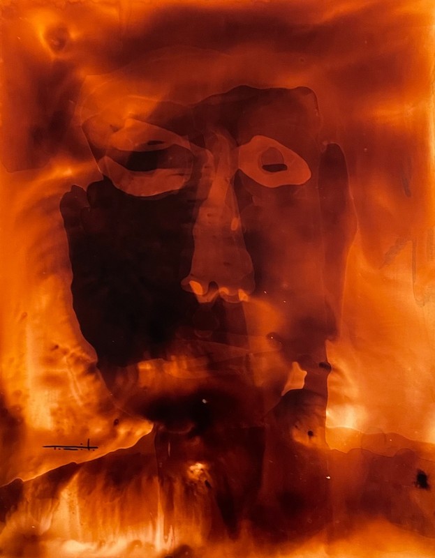 Jose Tonito Original art painting.Organic realism.CARETA 2.Otherworldly face