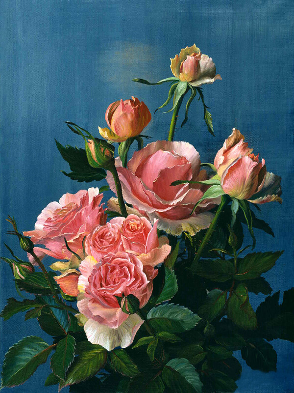 Roses oil painting Giclee Art HD Printed on canvas for living room L2580
