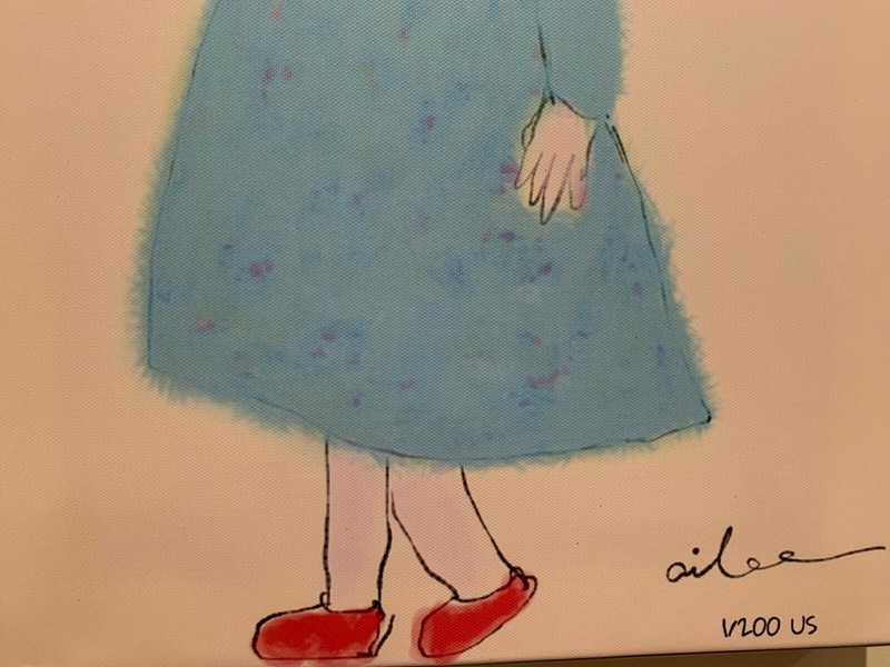 A Turquoise Girl with Red Shoes, original, 20x12" Limited Edition gallery