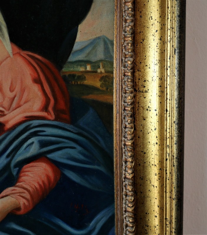 OIL PAINTING ON CANVAS COPY "MADONNA WITH CHILD ON PILLOW" BY G. B. SALVI gallery