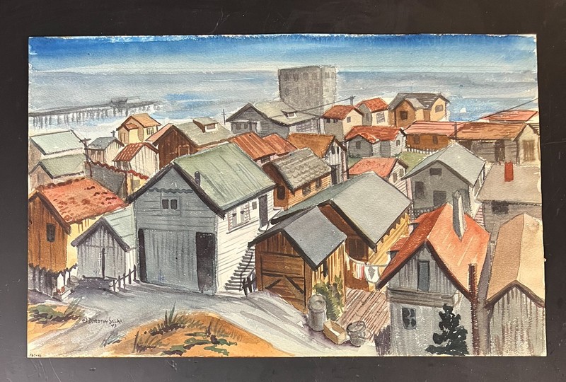 Dorothy Sklar Watercolor painting Hermosa Beach, CA 1943 gallery