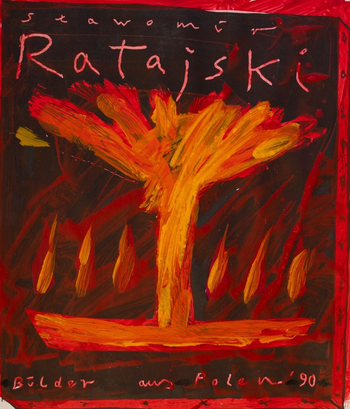 Slawomir Ratajski Polish Art Exhibition Poster Watercolour Offset Print 1990