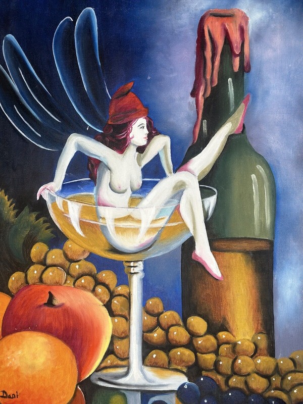 Original Still Life Oil Painting on Canvas Hand Painted Fairy 16 by 20 Inches
