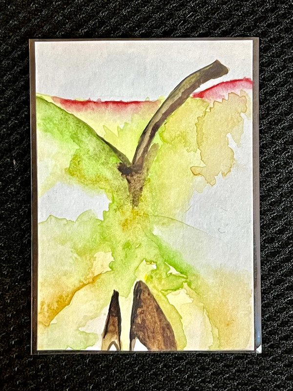 ACEO Original, Abstract Fruit Apple, Mini Art Painting, by Annibbie