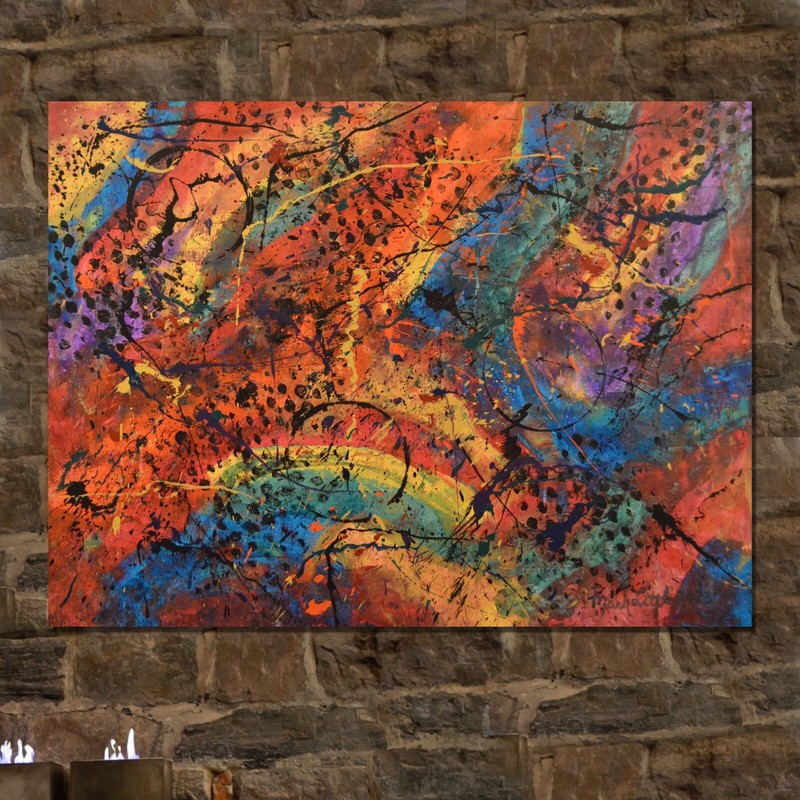 Jackson Pollock style￼ Profession￼al Painting 81” X 62”(6ft 9in)Abstract Modern gallery