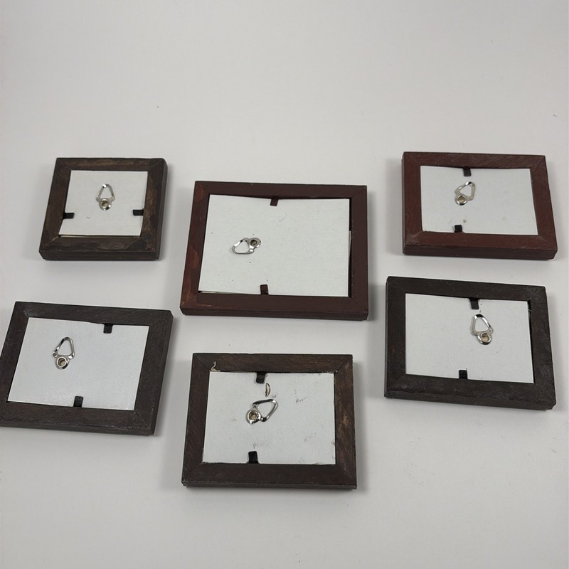 6 Miniature Folk Art Theorem Animal Paintings Signed DM Handmade Framed gallery