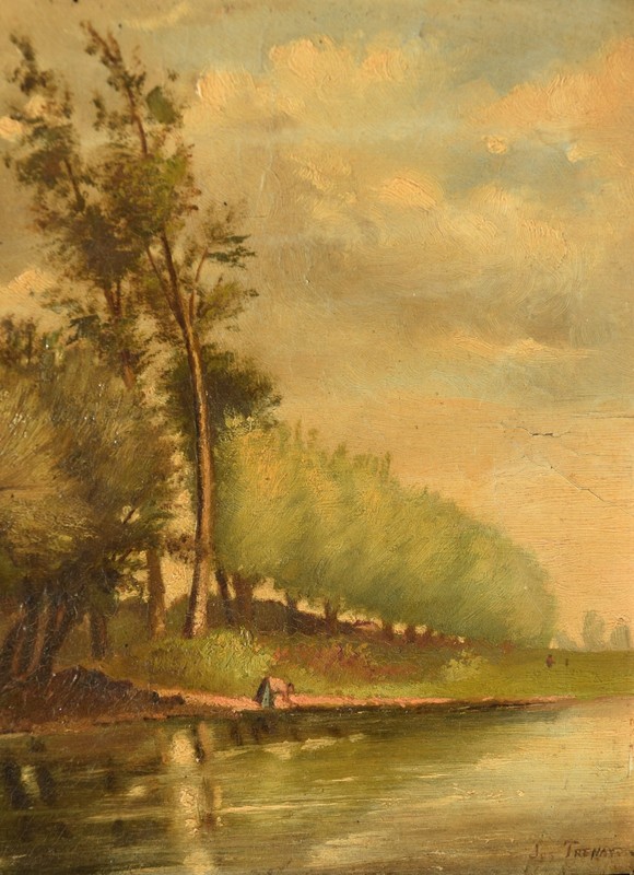 Joseph Frenay 1860-1917 Maastricht / Painting River Landscape with Laundry gallery