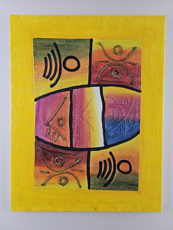 Original Modern Abstract Painting 22.25×17.25 Impasto Art – Native Symbolism