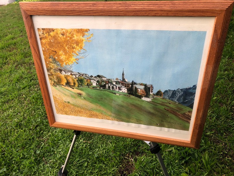 FERNANDO ROBLES Original SWISS ALPS LANDSCAPE WATERCOLOR LISTED MEXICAN ARTIST gallery