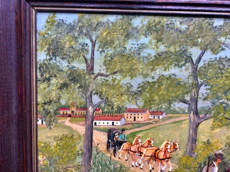 Great Vintage Hungarian - Hungary primitive country scene by Samuel Szuts. #2 gallery