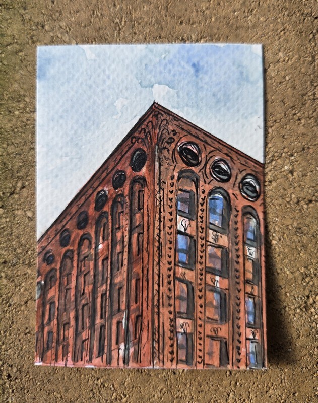 Original Watercolor ACEO Guaranty Building Buffalo OOAK Mini Architecture Art