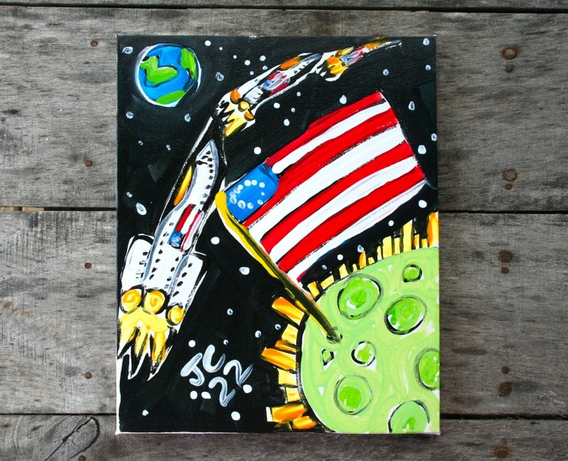 ROCKETS OVER MOON CITY Jr CHARLIE FAST OUTSIDER POLITICAL FOLK ART SPACE FORCE