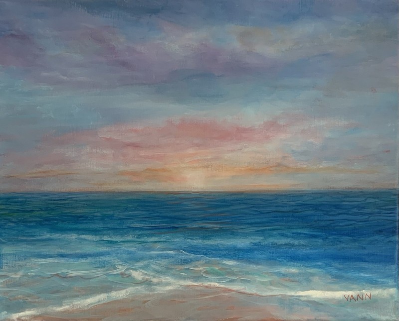 Oil on Canvas Painting by Gina Vann Seascape 16 in. x 20 in. Large Unframed 2026