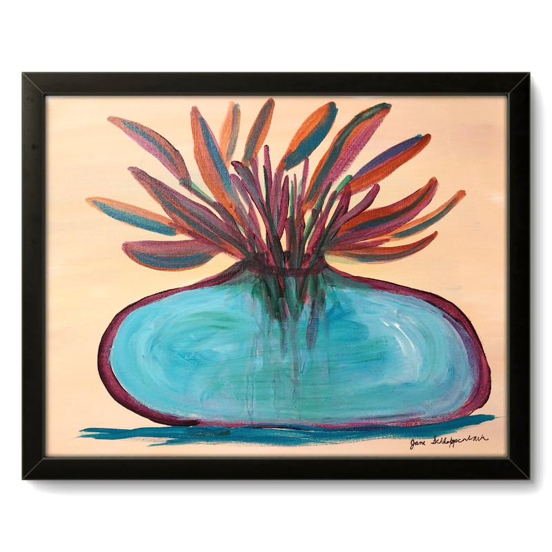Flower Still Life Modern 14X11 Signed Colorful Original Canvas Art BACH