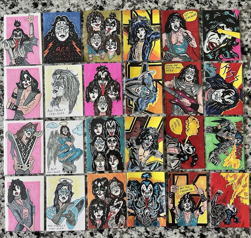 KISS CARD - ACEO Art Sketch (24) Cards Painting Drawing Paper Gene Simmons gallery