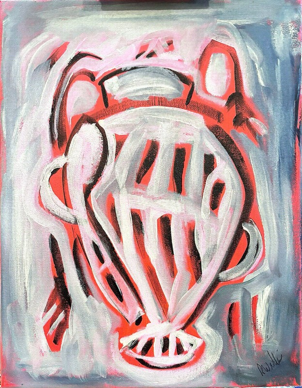 White Urn 2- 11×14 ABSTRACT IMPRESSIONISM ORIGINAL FINE ART Original Canvas