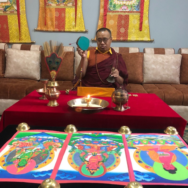 Silk Brocade Mounted Green Tara Thangka Painting gallery