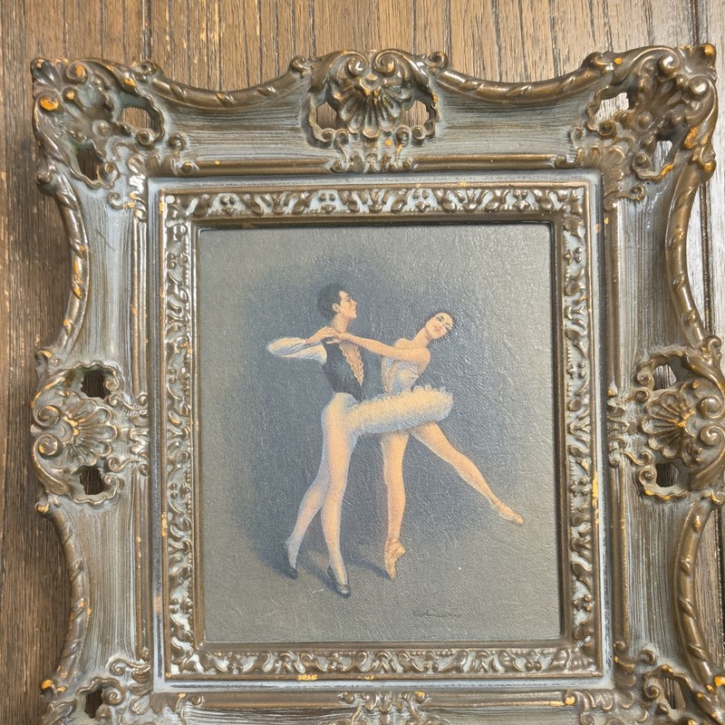 Ballerina Dance Realism Oil Painting on Canvas in Ornate Frame