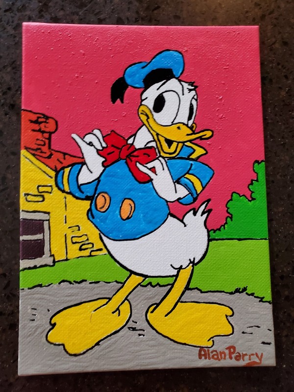 Donald Duck, Original 5" x 7" Acrylic Painting gallery