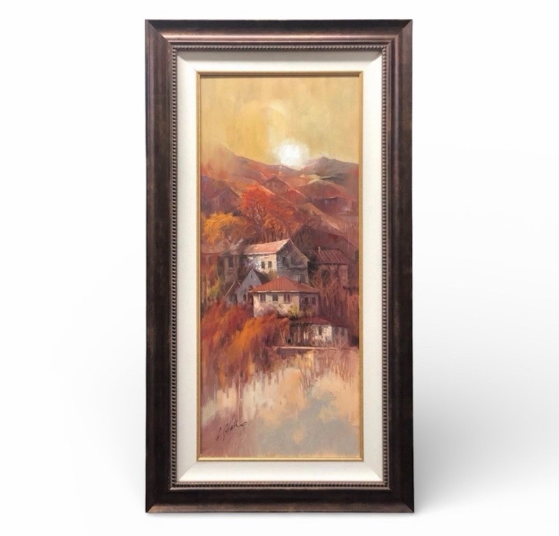 Robert Lui Sheko Original Oil Painting Morning Mist 36”H Framed Vertical