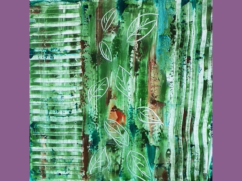 Original Oil Painting on CANVAS Botanical ORIGINAL Art Green Textured SET of 4 gallery