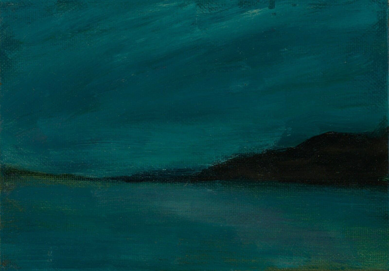 NIGHTTIME COASTAL Ocean or Lakeside SEASCAPE Original OIL PAINTING signed