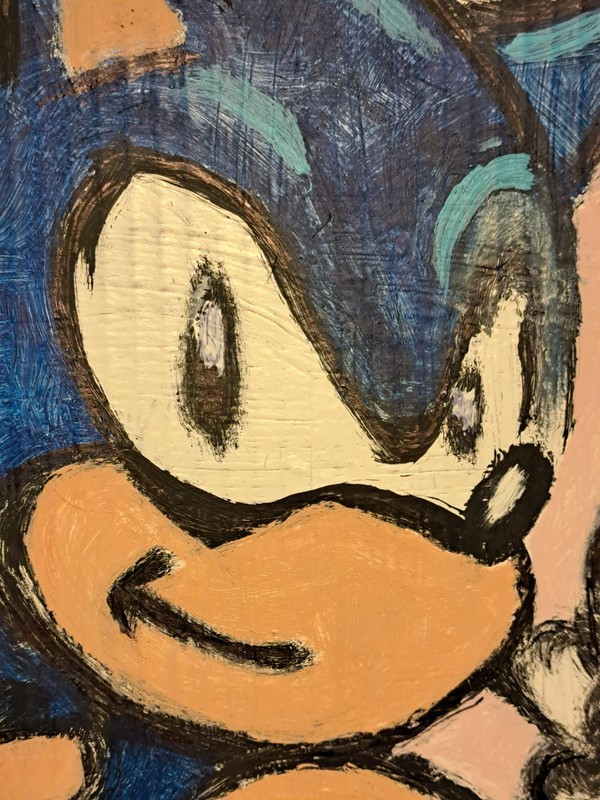 Blue pink acrylic & ink "Sonic" Limited 1/1 signed by artist gallery