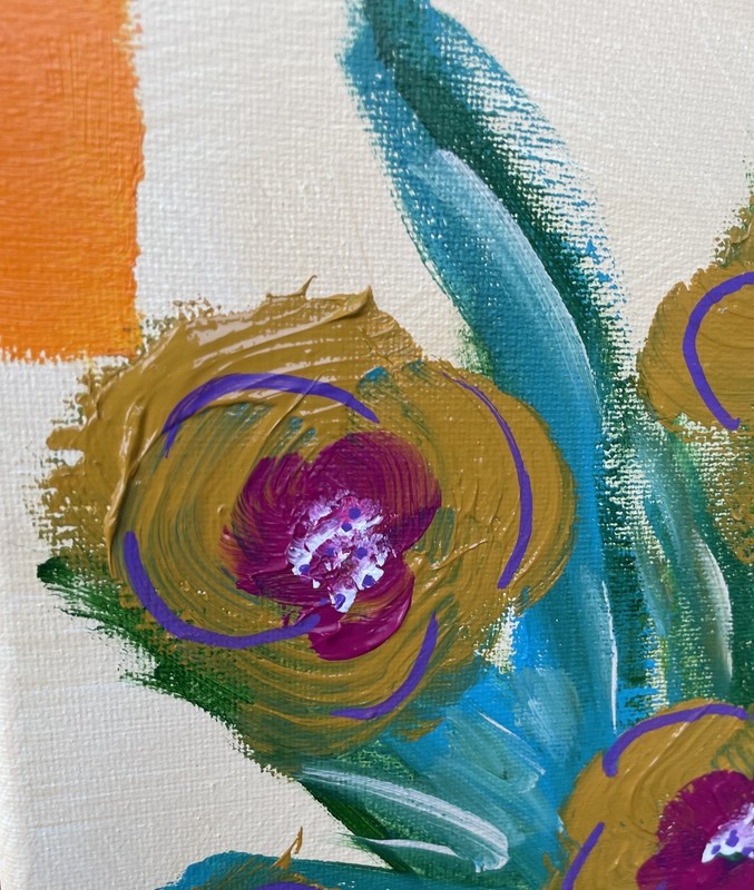 Original "Flowers in Vase" 11x14 Canvas Expressionism Abstract Design Home Art gallery