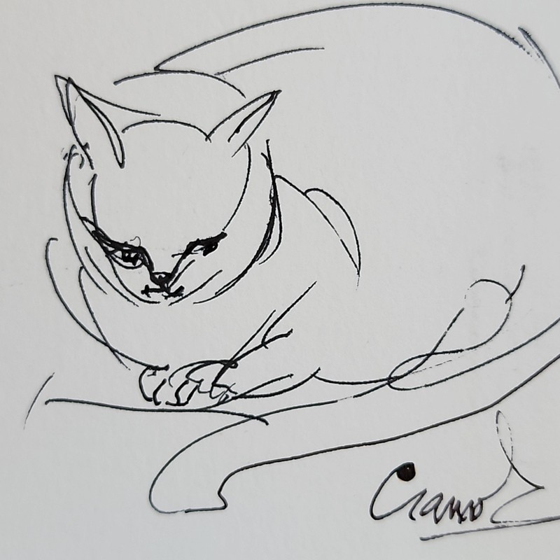 CRAMOLINI Cat Art ACEO Set A2 ORIGINAL Drawing Painting 2-1/2X3-1/2″ Ink