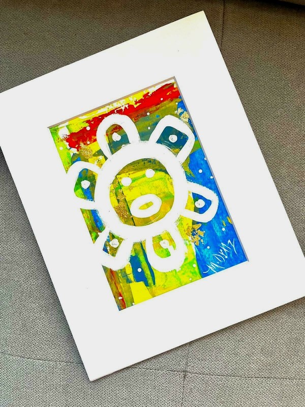 Puerto Rico. Sol Taino. Original abstract acrylic painting by M. Ortiz