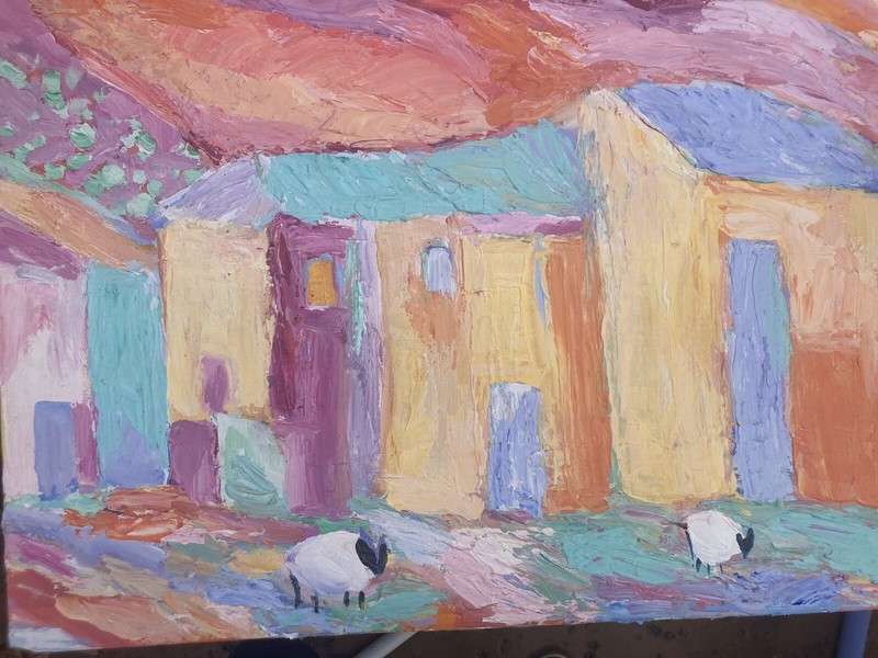“Two Sheep “An Large Acrylic Original Painting 24”x18” gallery